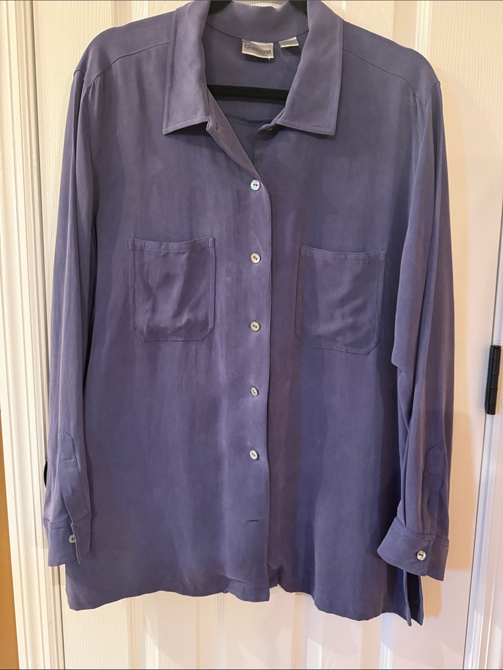 Chico’s Silk Lavender Button-Up Shirt